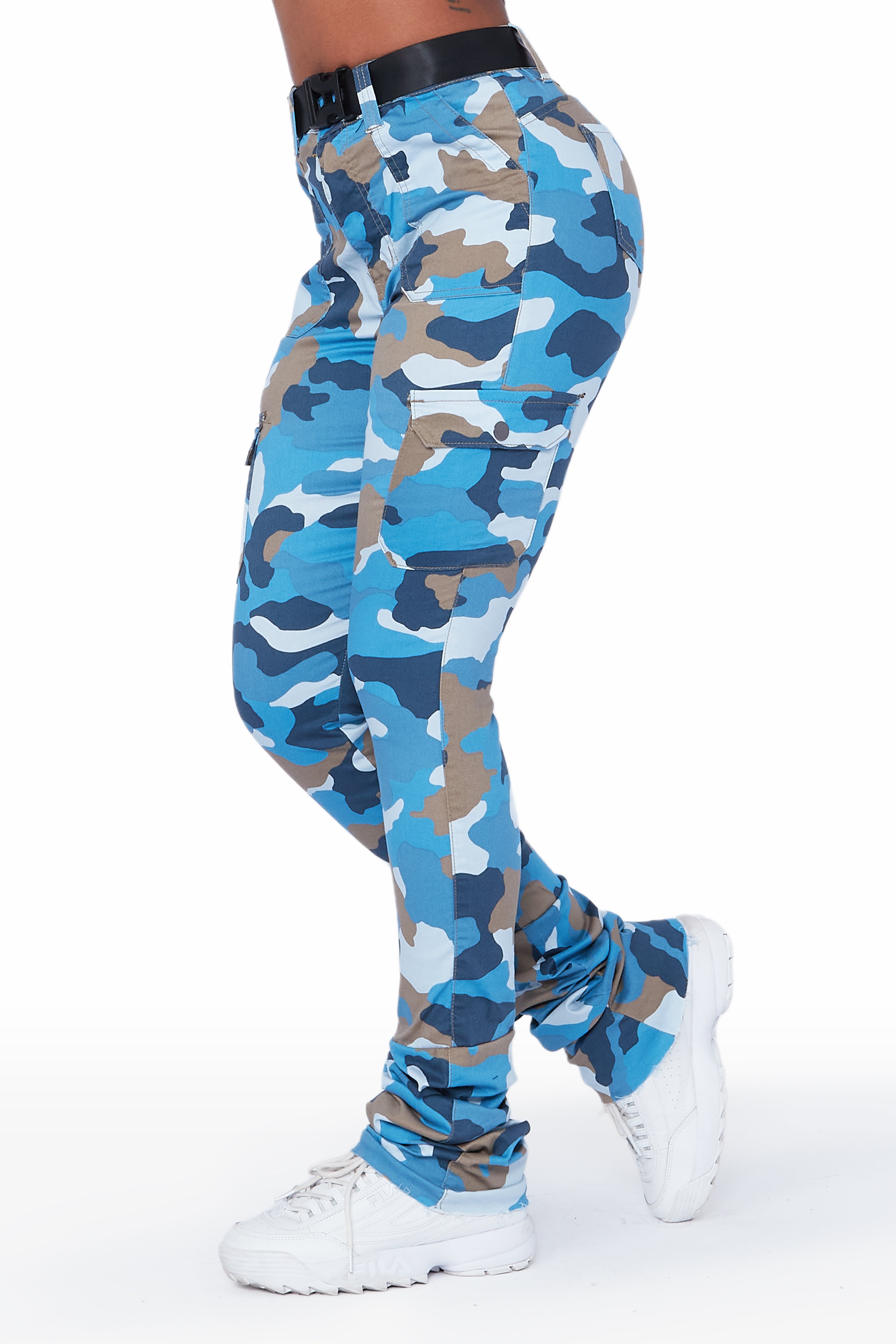 Avah Blue Camo Super Stacked Jean