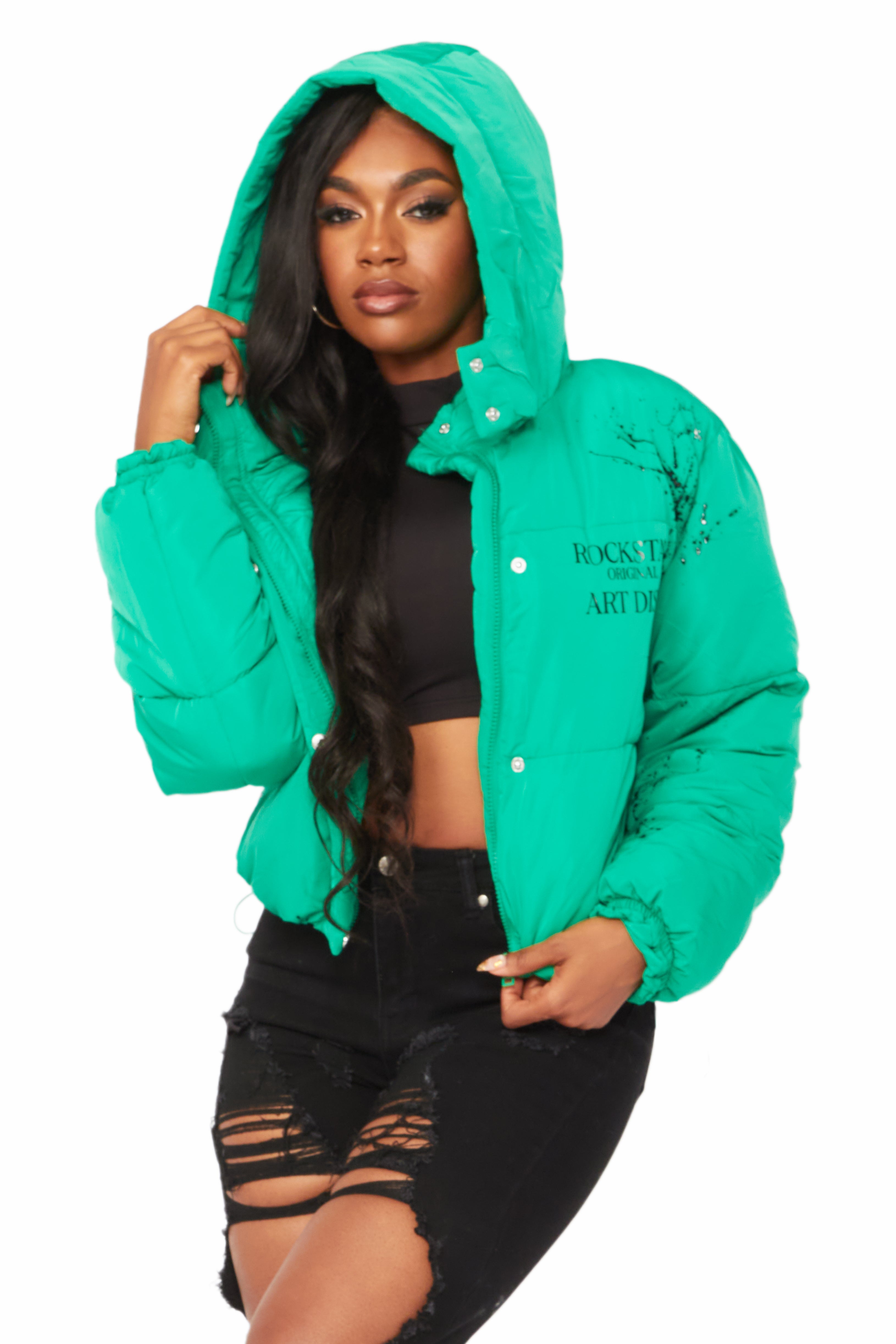 Keira Green Drippy Puffer Jacket