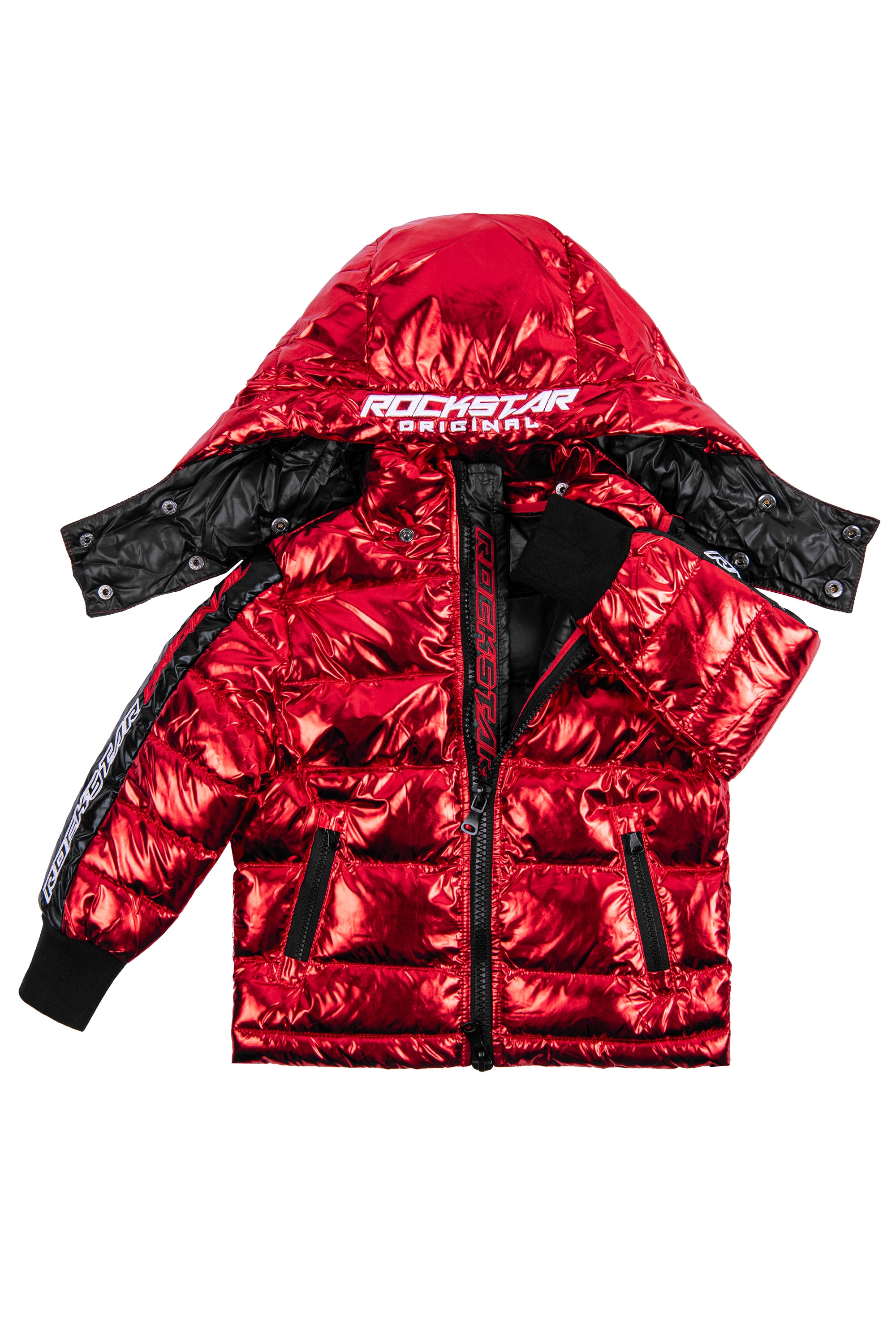 Kids Metallic Red Alasia Puffer Jacket